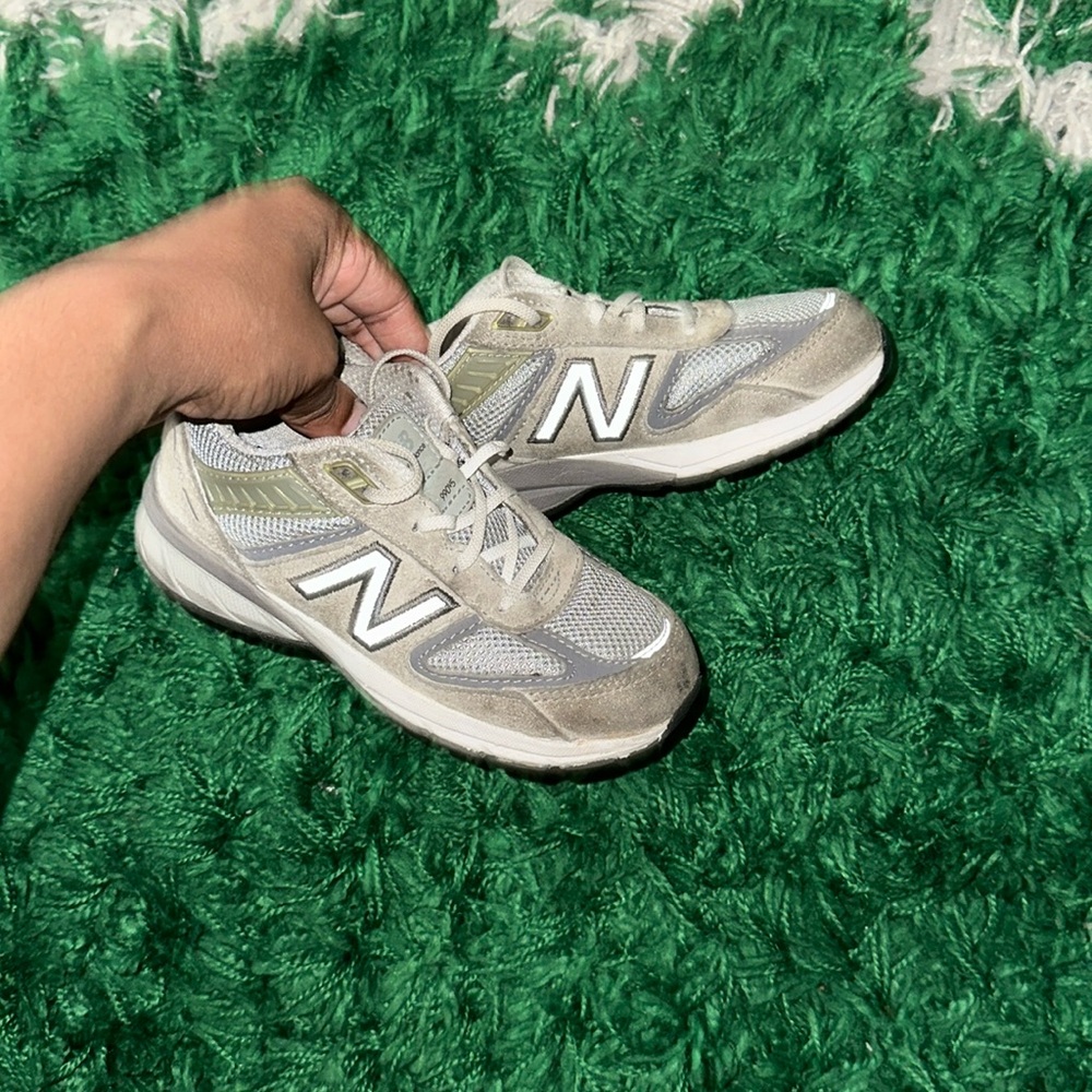 New Balance Kids Grey and White Sneakers
